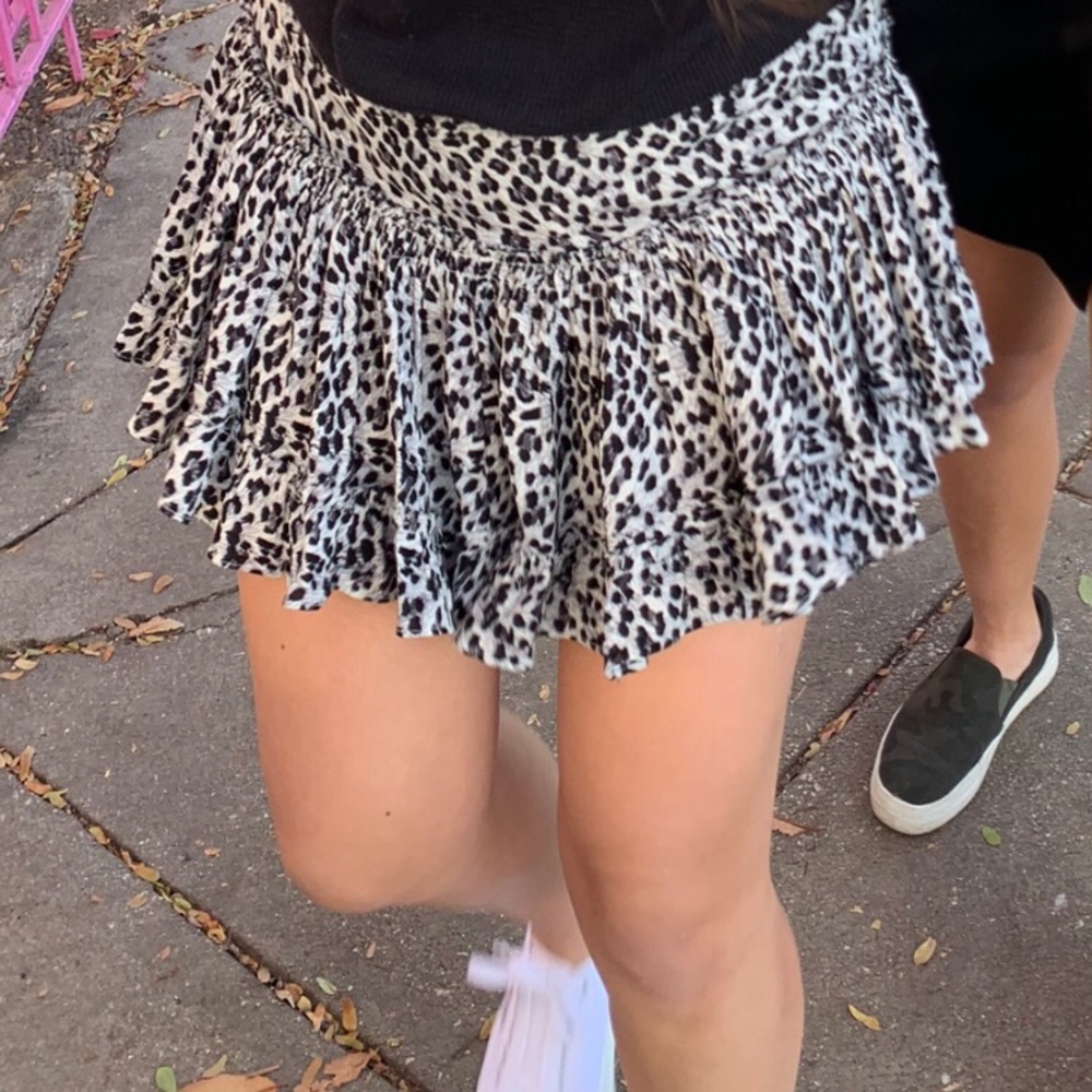 South Moon Under Leopard Print Tiered Mini Skirt
